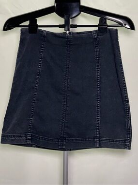Free People Modern Femme Black Denim Mini Skirt, Size 8